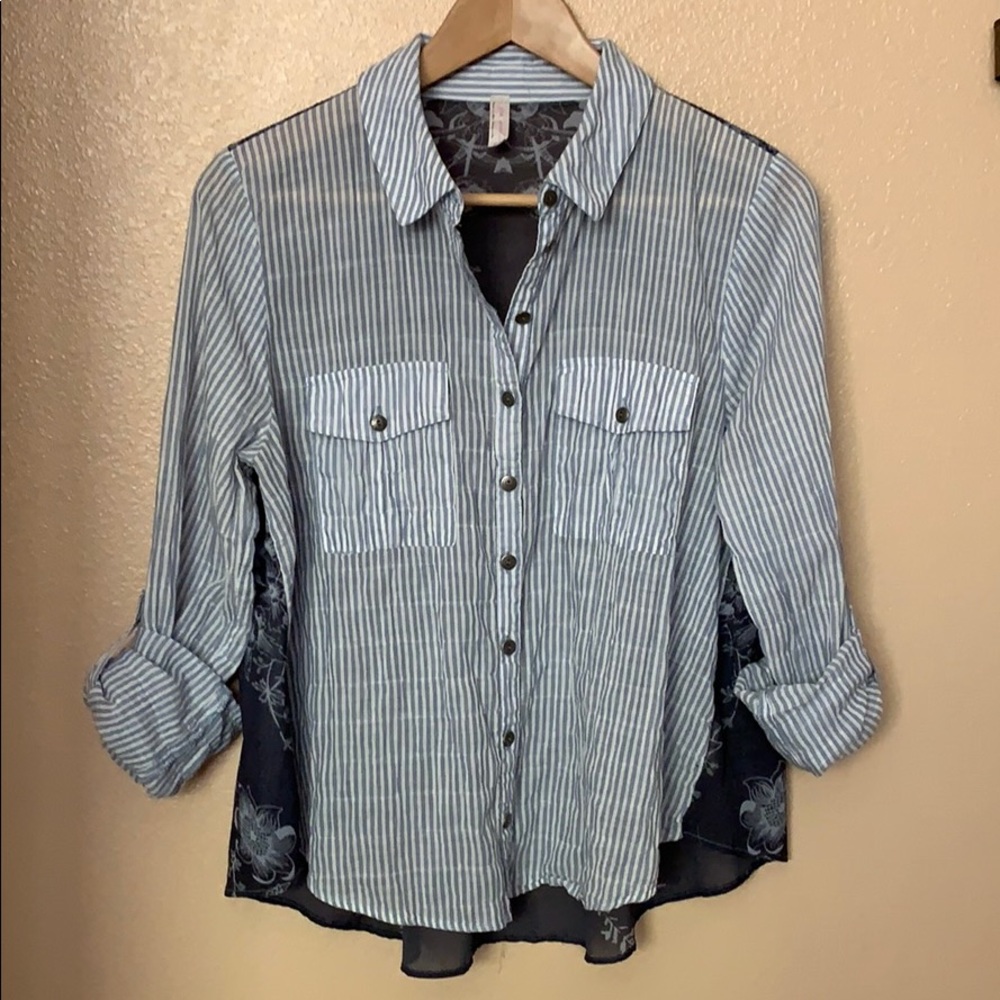 Free People Button up Sheer Blouse, S